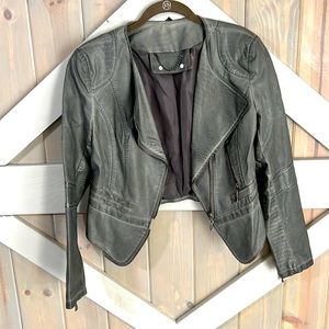 Gray Faux Leather Jacket